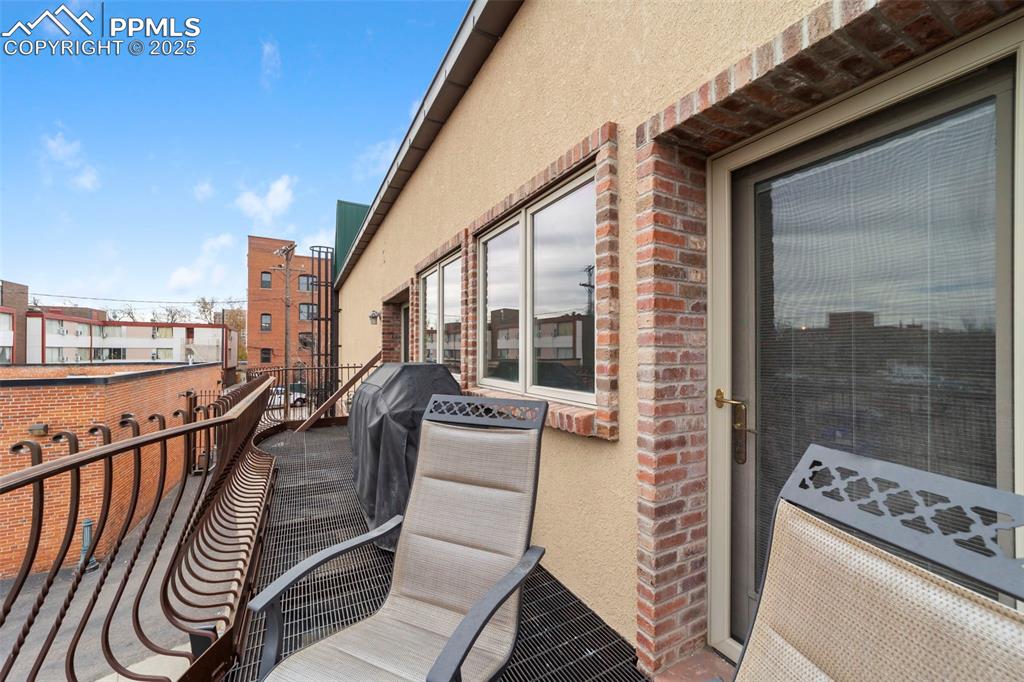 Terrace featuring area for grilling and gas line so you are not lugging in propane tanks.