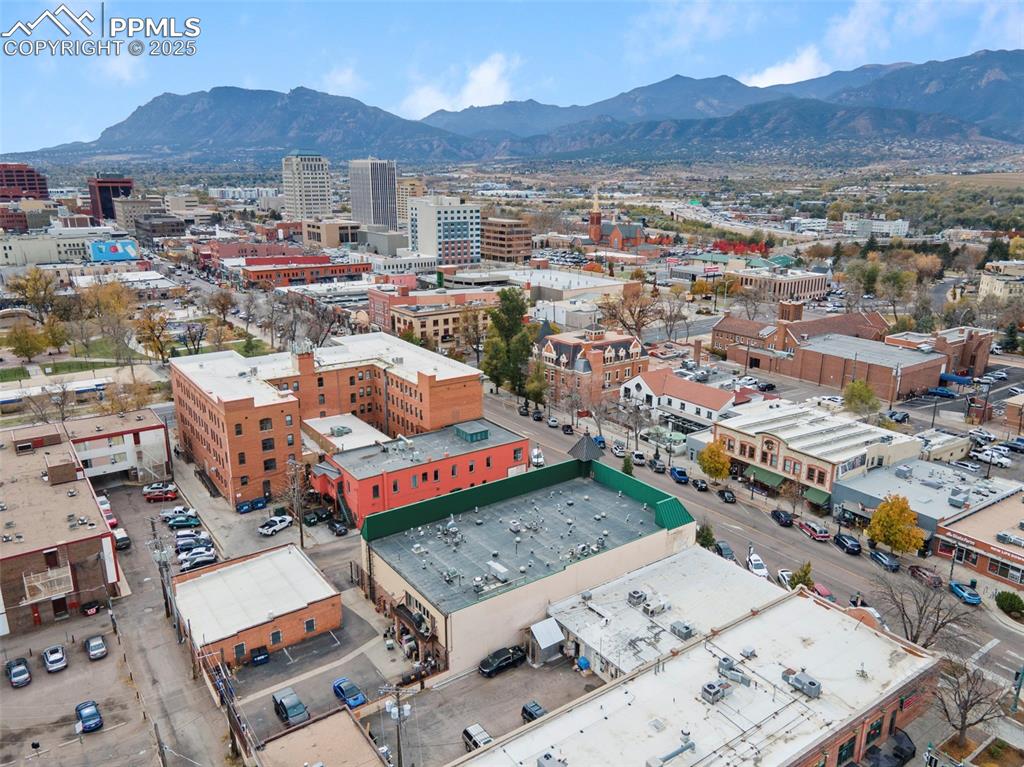 View of urban area with mountains