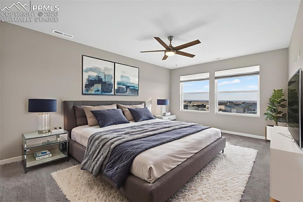 Virtually staged Primary Bedroom