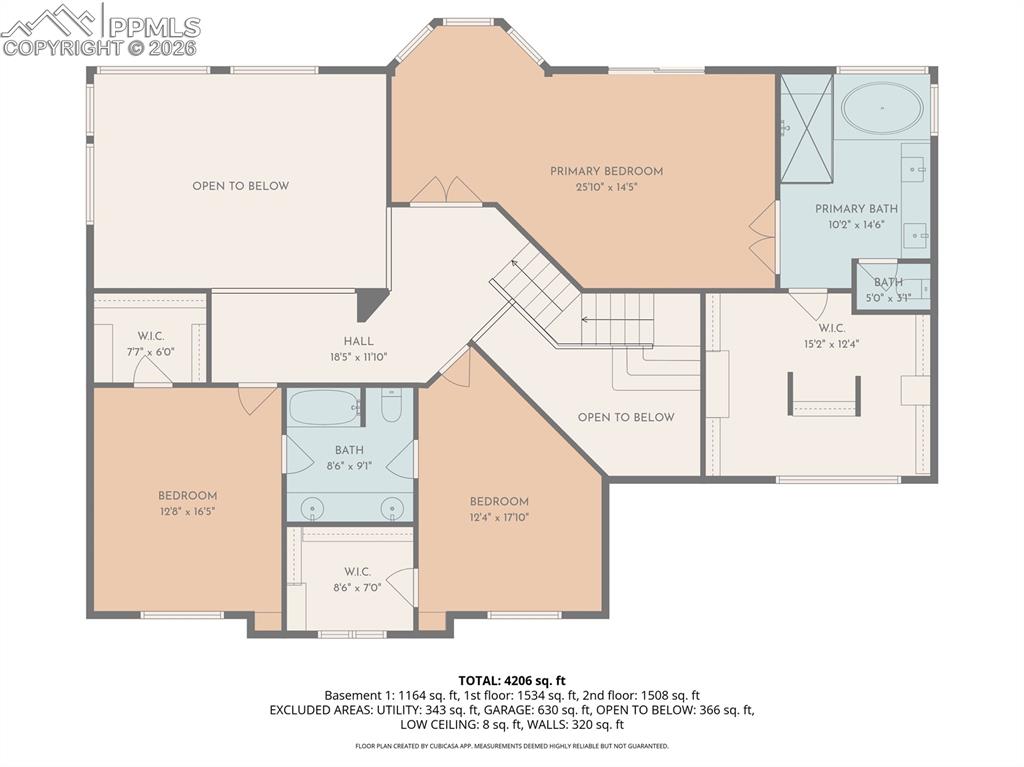 Upper level floor plan.