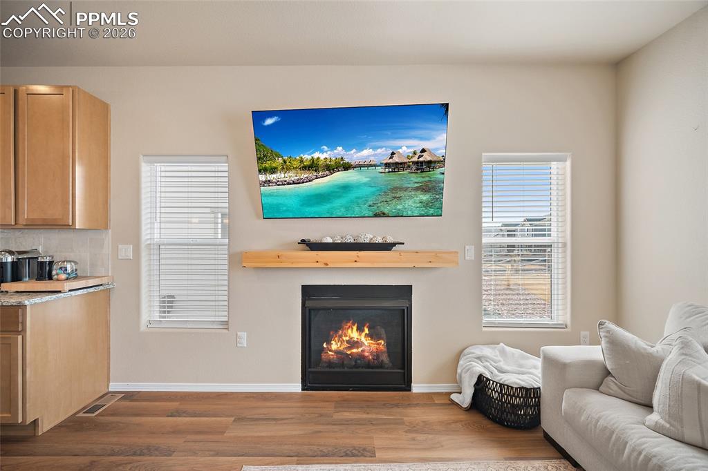 Living space with gas fireplace