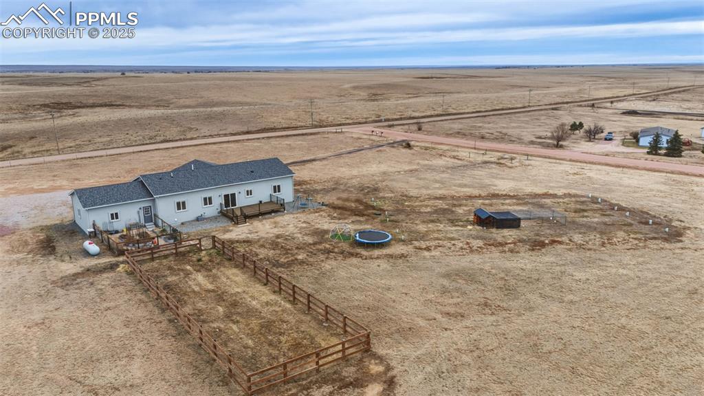 Overview of rural landscape featuring a desert landscape
