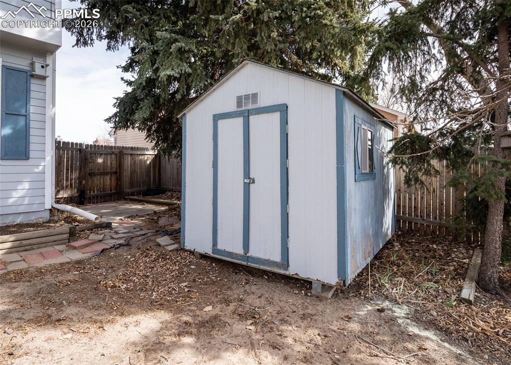 Shed in backyard