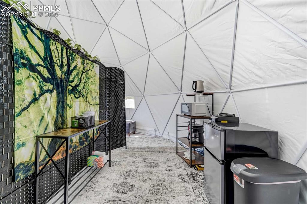 Bubble tent negotiable and  is a wood deck and fully furnished.