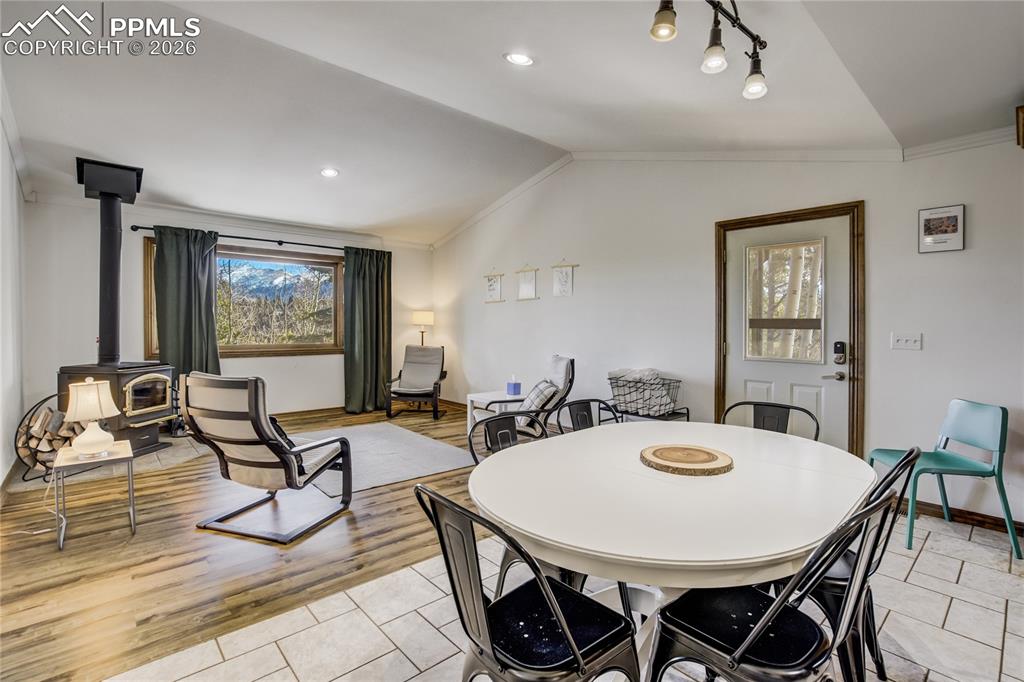 Kitchen, dining and rec room