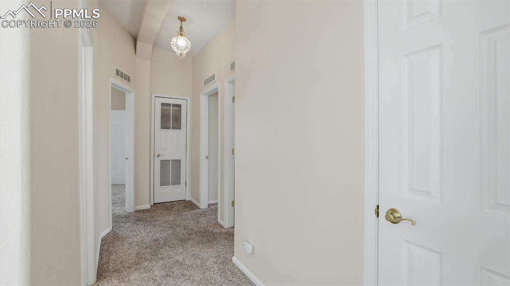 Hallway into the Bedrooms and Bathrooms.