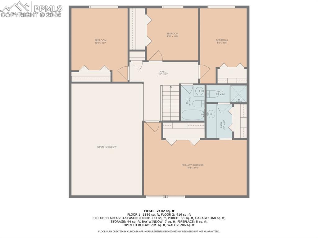 Upper level with approx dimensions
