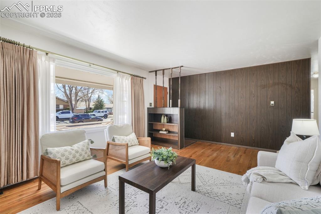 Living room with entryway view