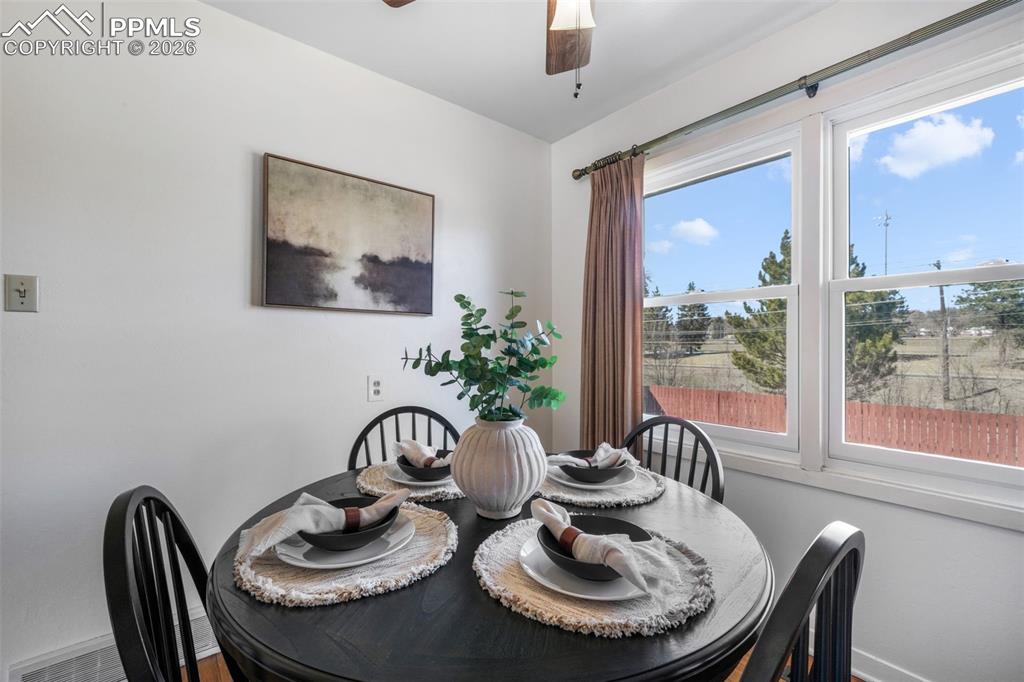 Dining area with natural light