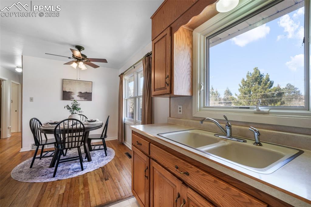 Kitchen with natural wood cabinetry
