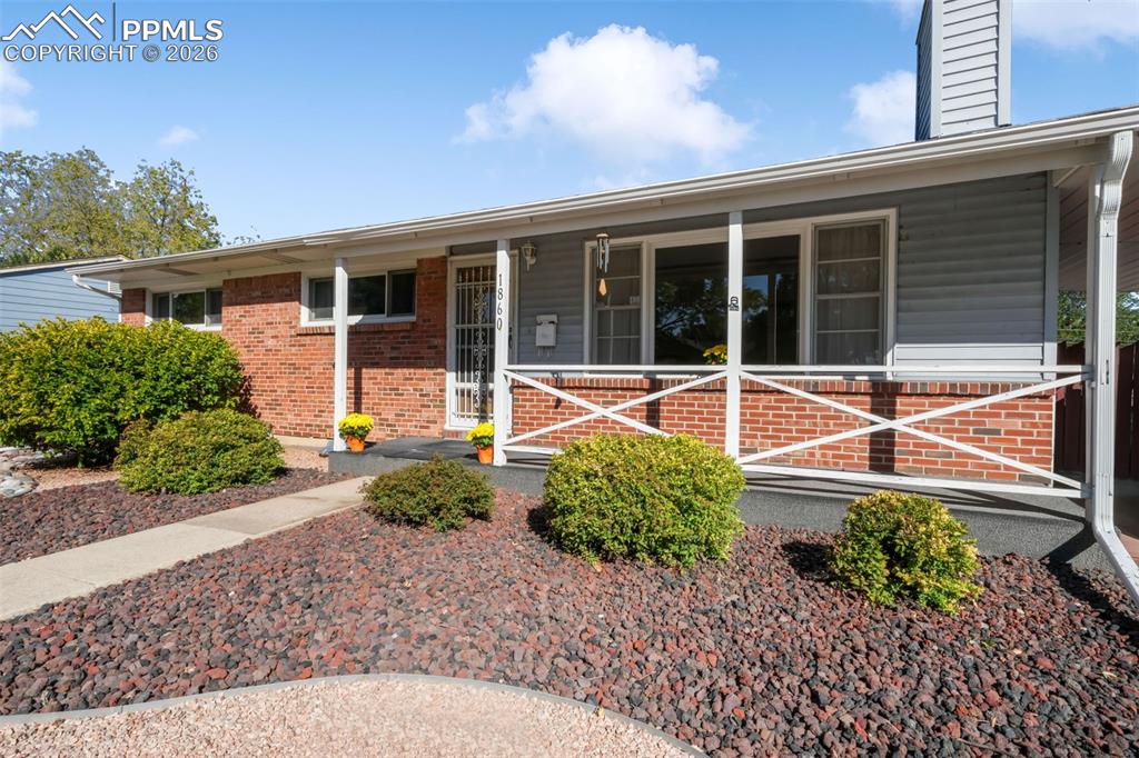 Front elevation with xeriscape landscaping