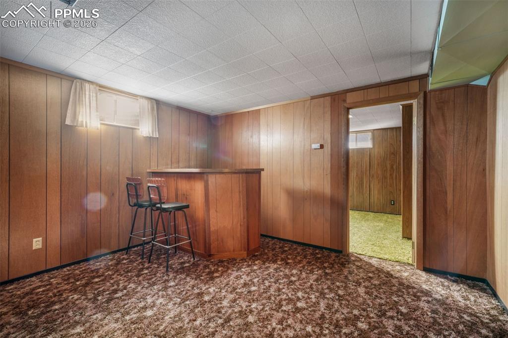 Basement bar and seating area