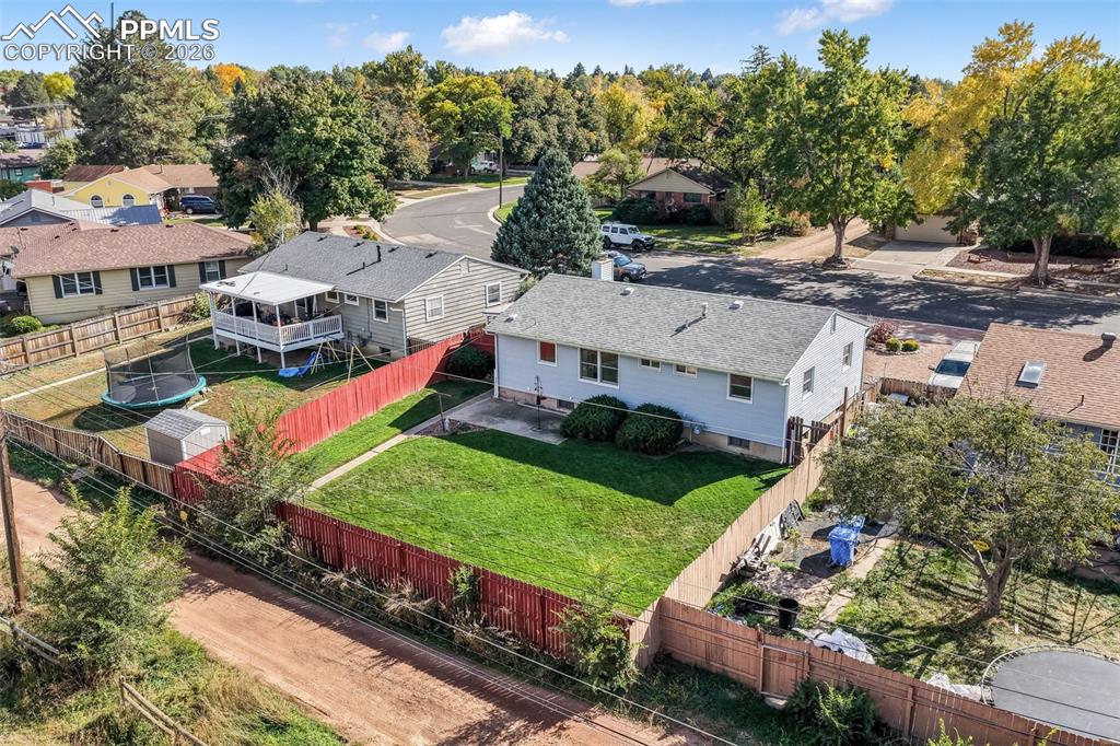 Aerial rear view of home