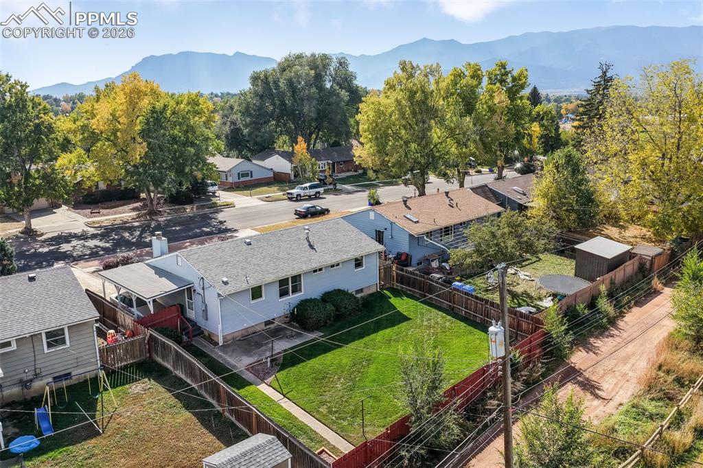 Aerial view of backyard