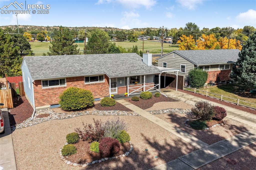 Aerial view of property and surrounding area