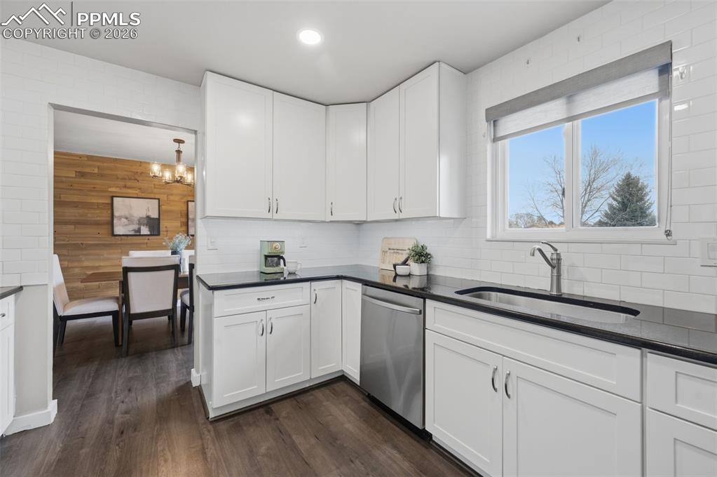 Kitchen looking into dining room