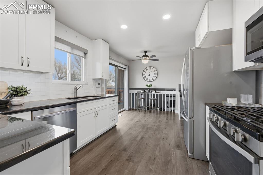 Kitchen facing lower family room
