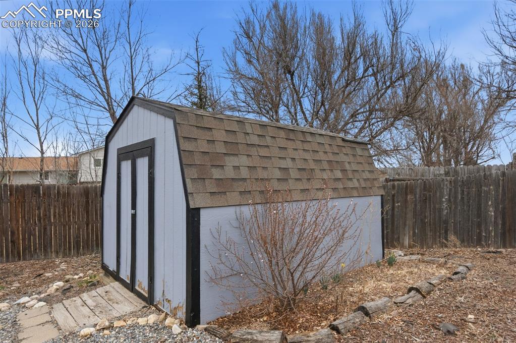 Large shed in backyard