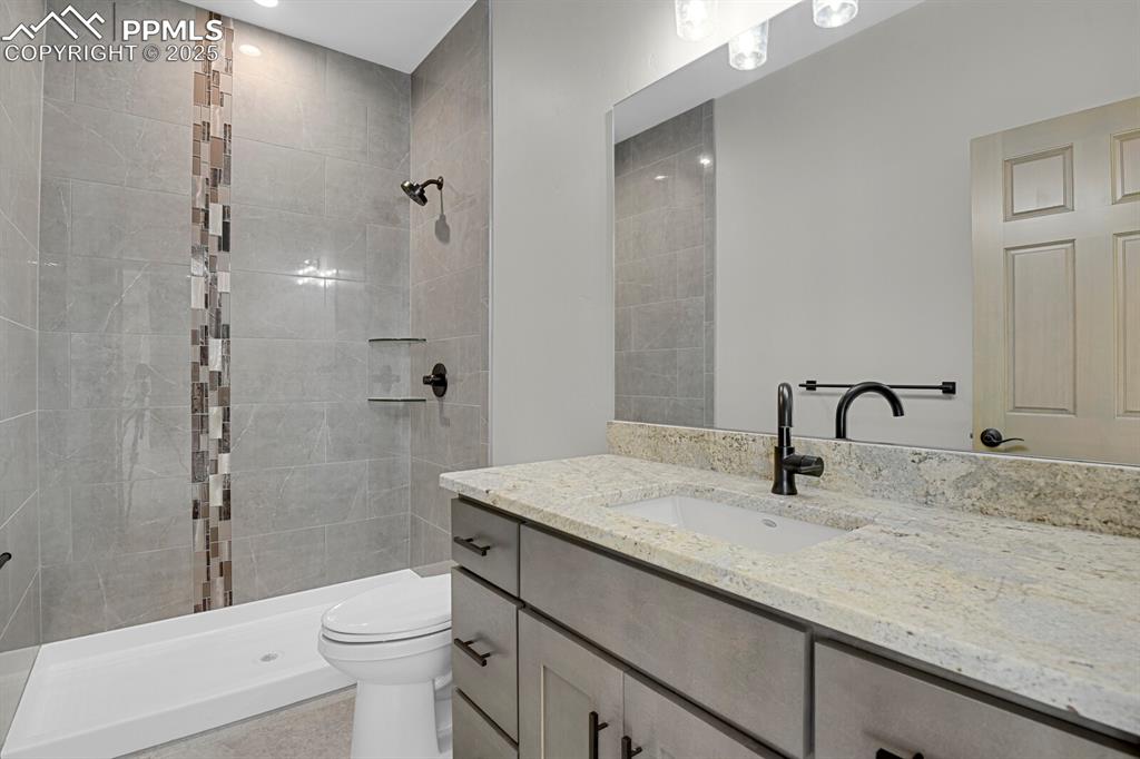 3/4 bathroom adjacent to bedroom #3 (glass for shower wall/door is on the way)