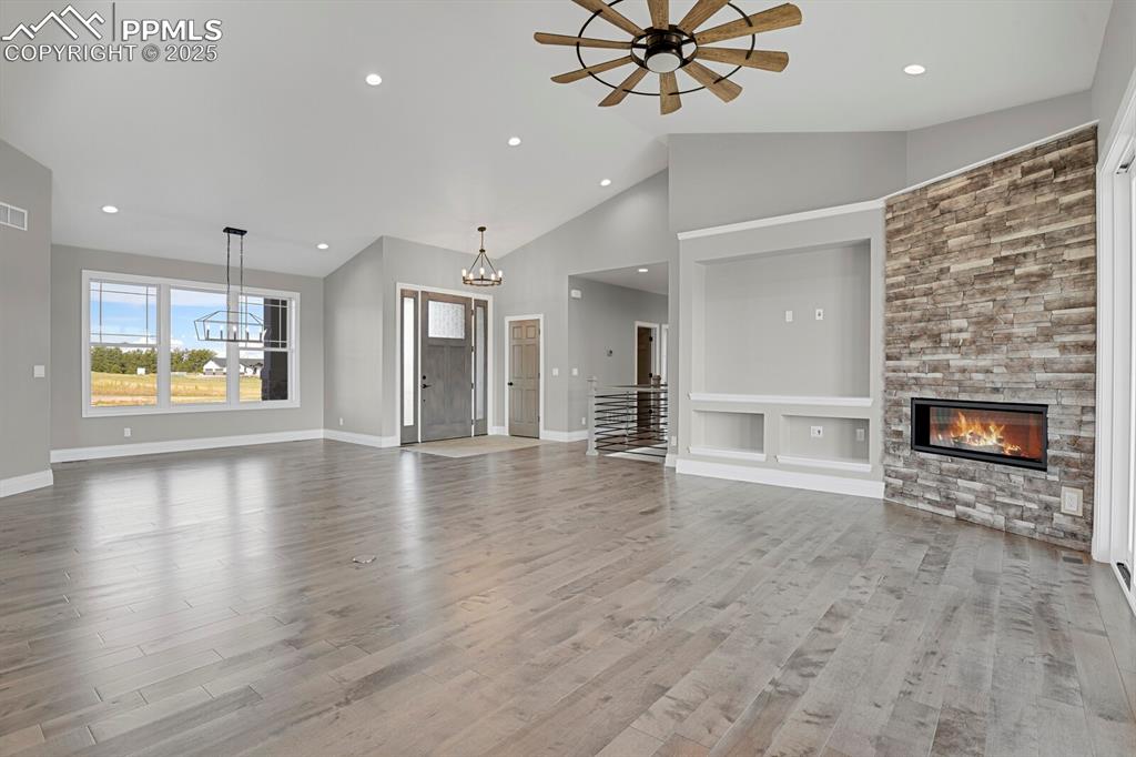 Great room and dining area view from kitchen nook