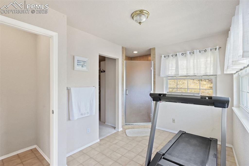 Exercise area with baseboards