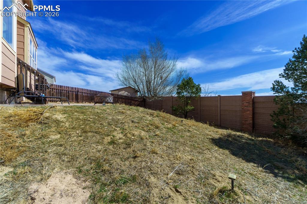 View of fenced backyard