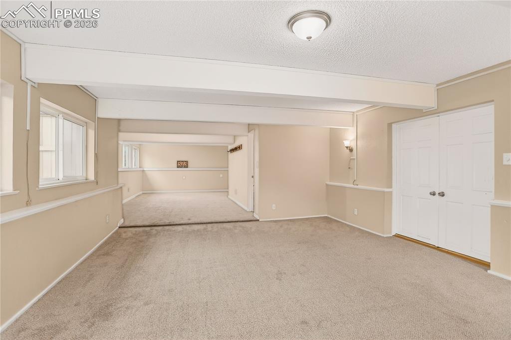 Alternate view of the lower level family room or flex space with walk out to covered patio.