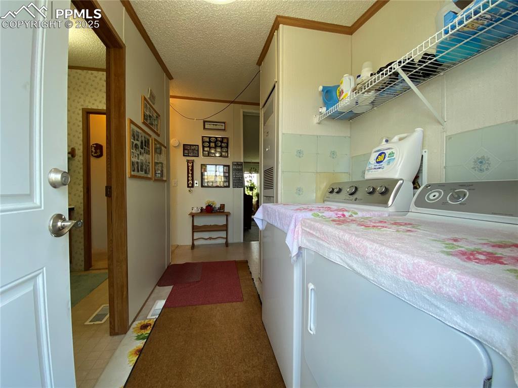Well-designed laundry room with direct backyard access.