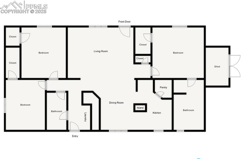 Detailed floor plan showing an open-concept layout