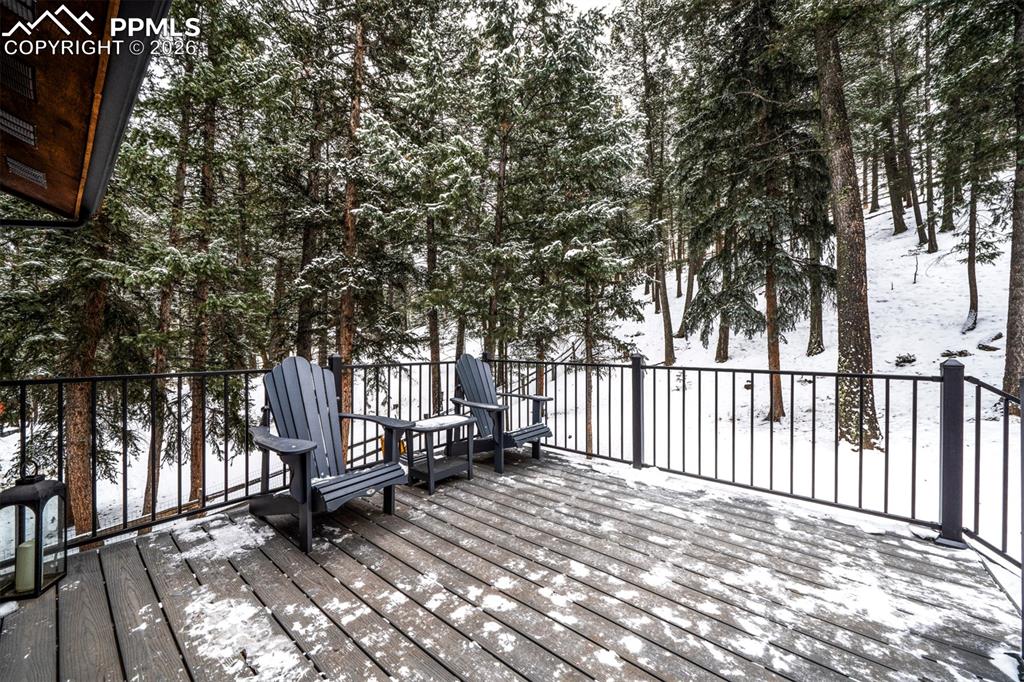 View of snow covered deck
