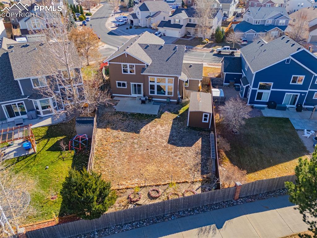 Aerial view of residential area