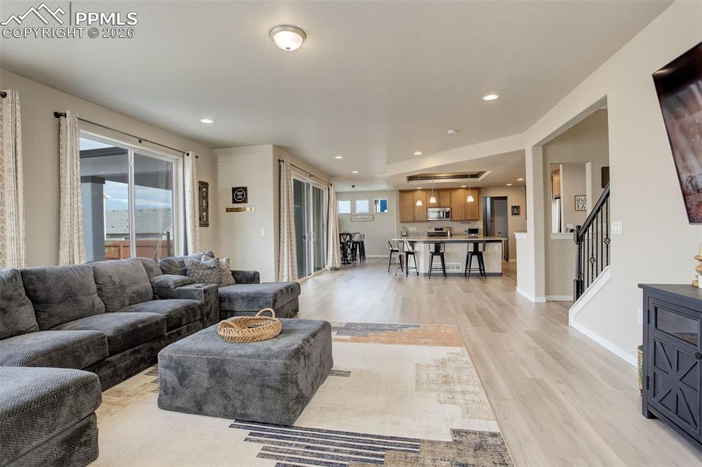 Main level; living room. Large upgraded sliding doors to outside backyard