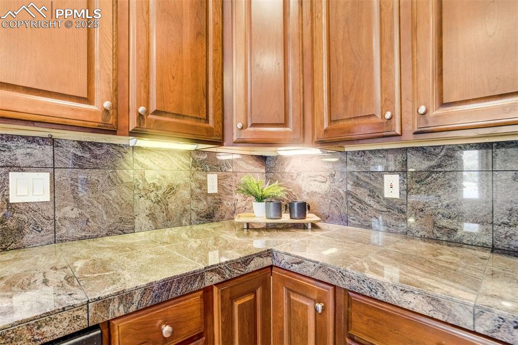 Ample counter space and cabinet space. 