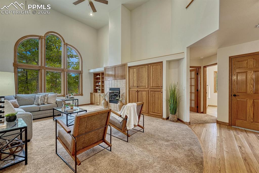 The main level Bedroom and Powder Bathroom are located off the Family Room.