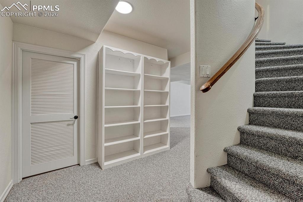 Spiral staircase to the finished Basement.