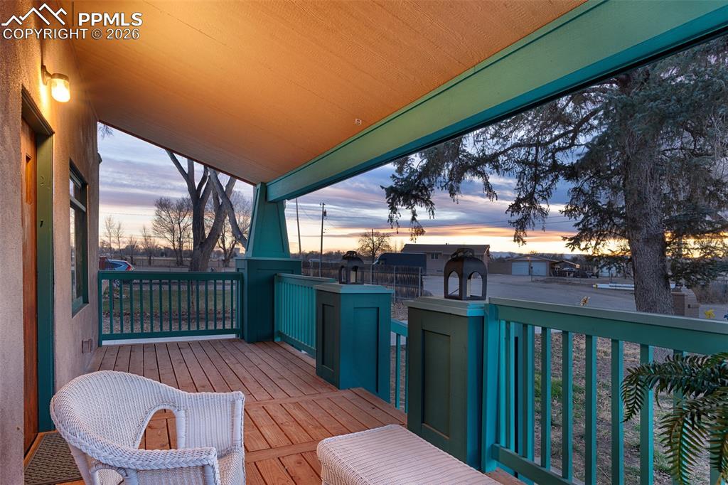 Sunset from the porch with mountain views