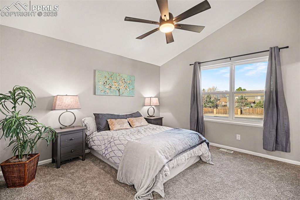 The primary suite offers a magnificent Pikes Peak view.