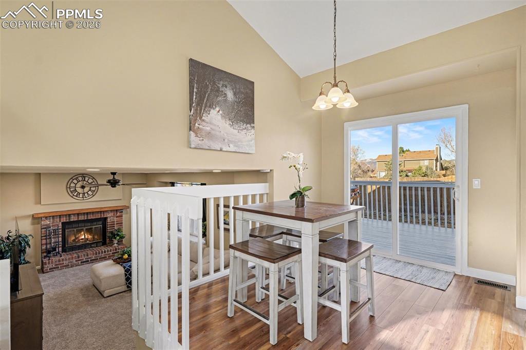 Spacious dining area with walkout to deck & back yard.