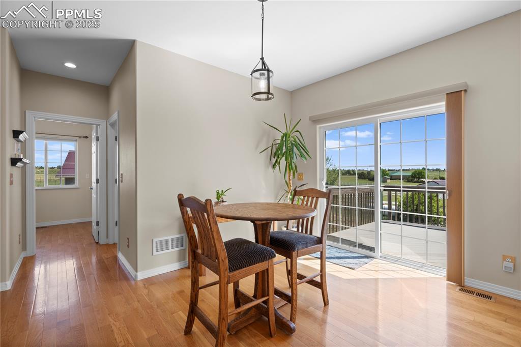 apartment dining area and walk out to deck