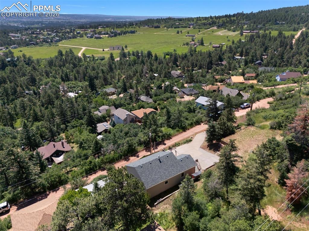 Aerial perspective of suburban area
