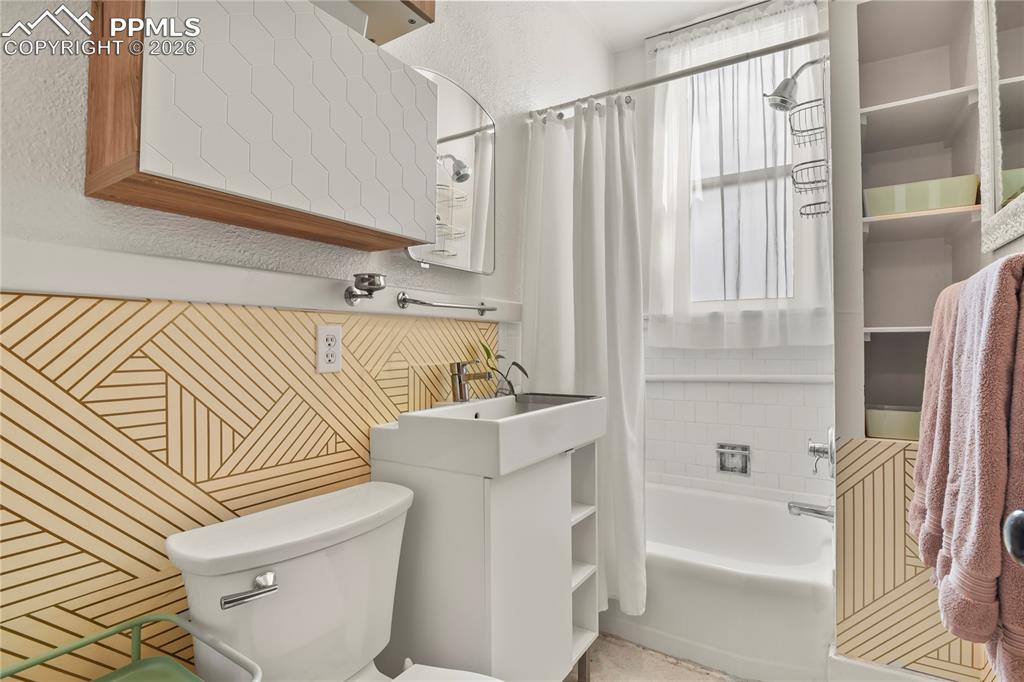 Main level full bath tastefully refreshed