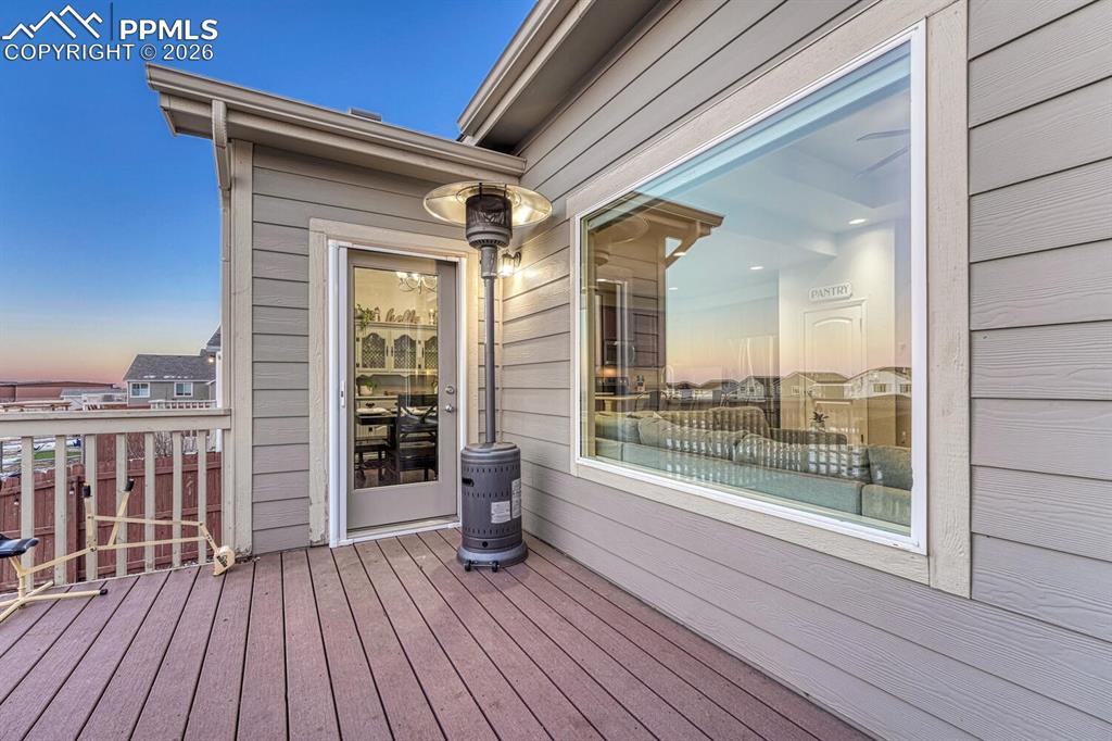 View of deck at dusk