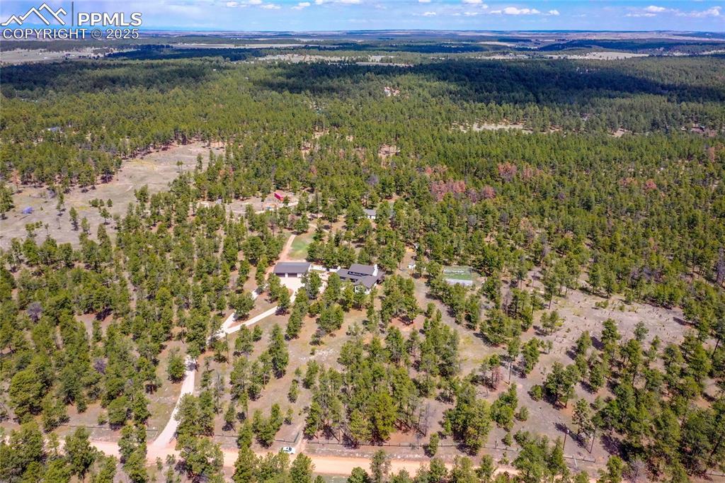 Drone / aerial view with a view of trees