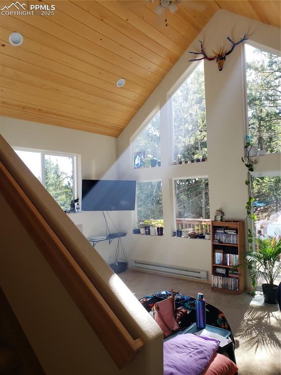 The wall of windows fills the Living Room with natural sunlight and views!