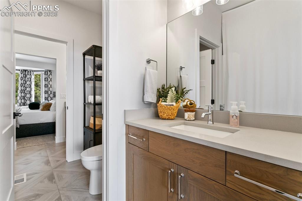 Separate Vanity showing how the Jack and Jill bath flows together