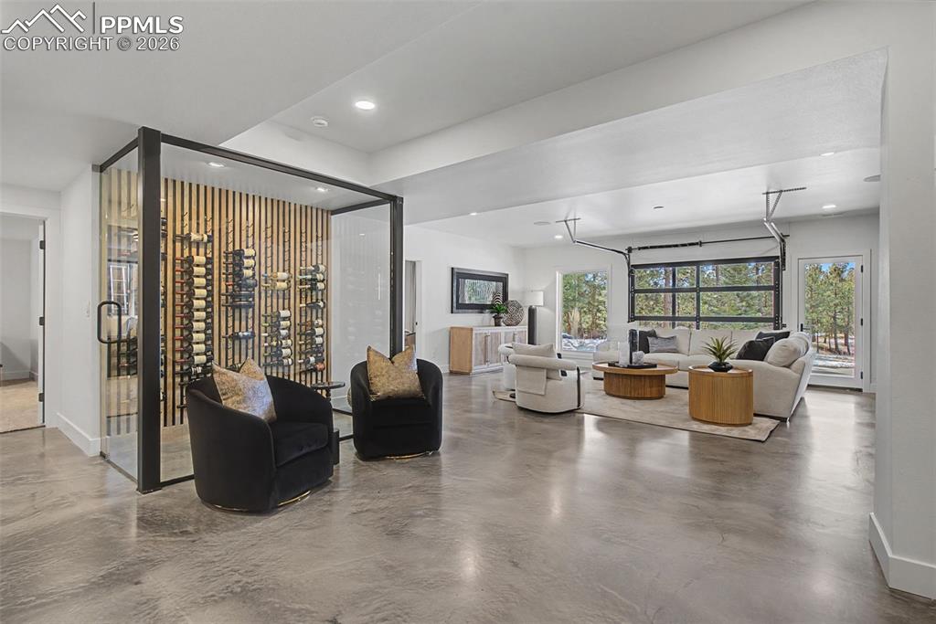 Rec Room and Wine cellar shown with furnishings.