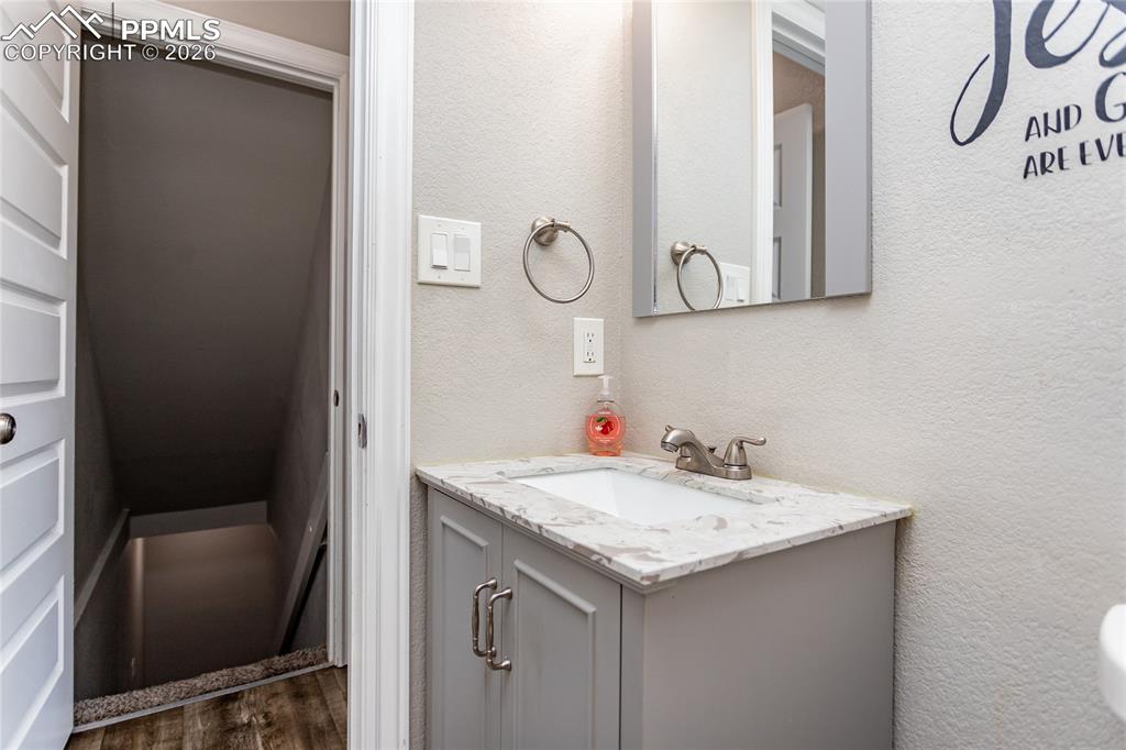 Half bathroom is located on the main level