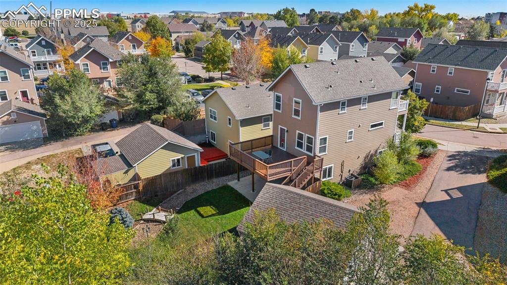 looking down on the backyard from the west