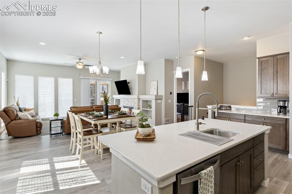 Standing at the stove w/ a view of everything.