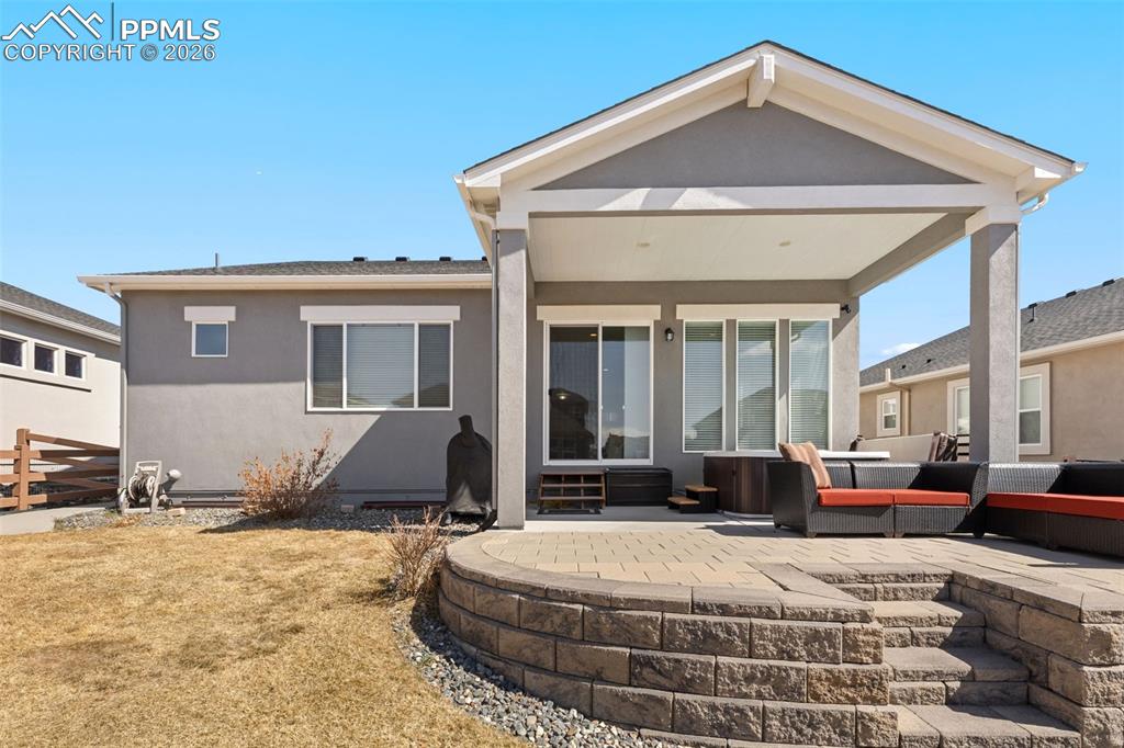 Backyard with covered patio